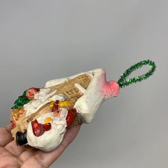 Vintage cottage Santa & elf Christmas tree ornament decoration - Picture 12 of 16